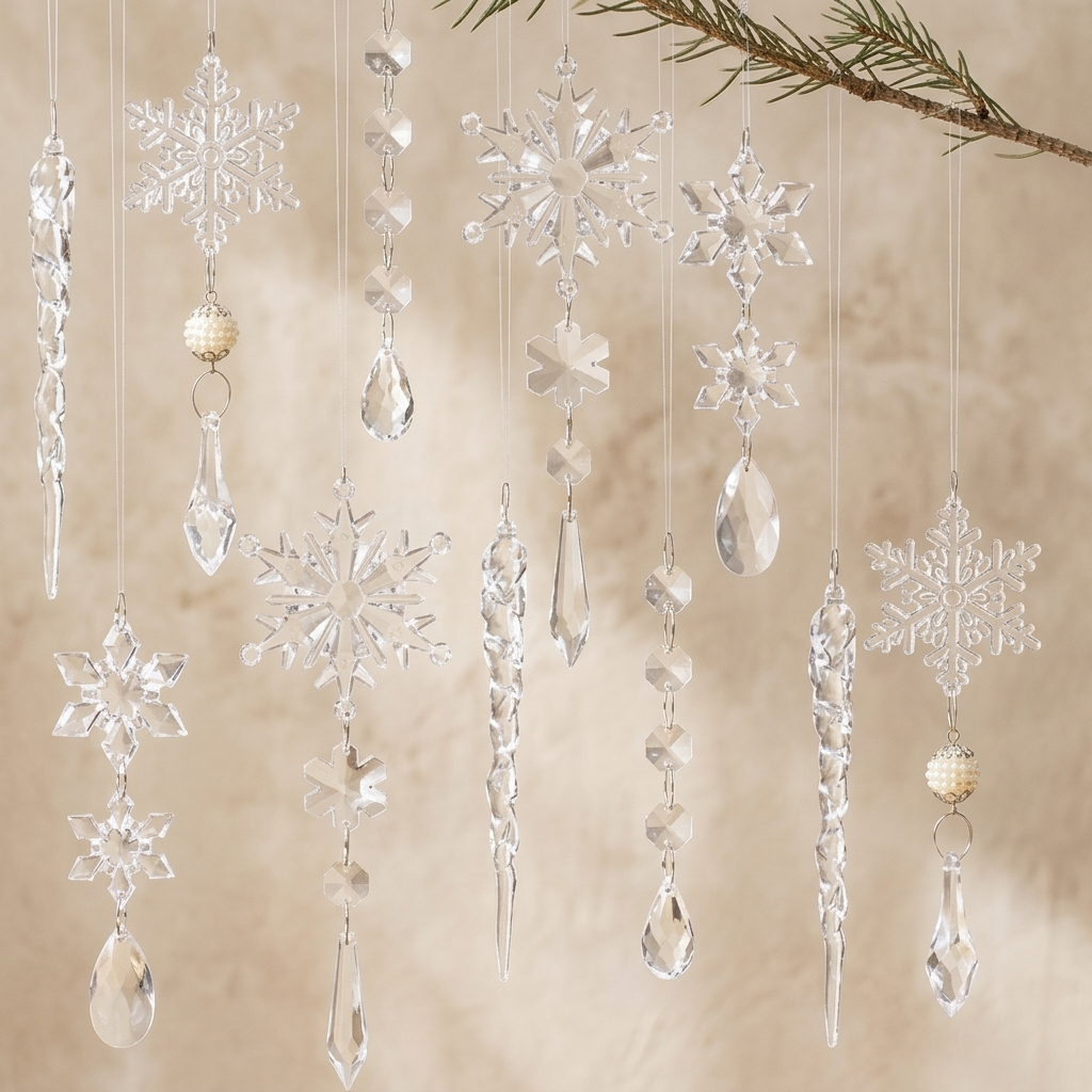 Flocons scintillants à suspendre — lot de 10