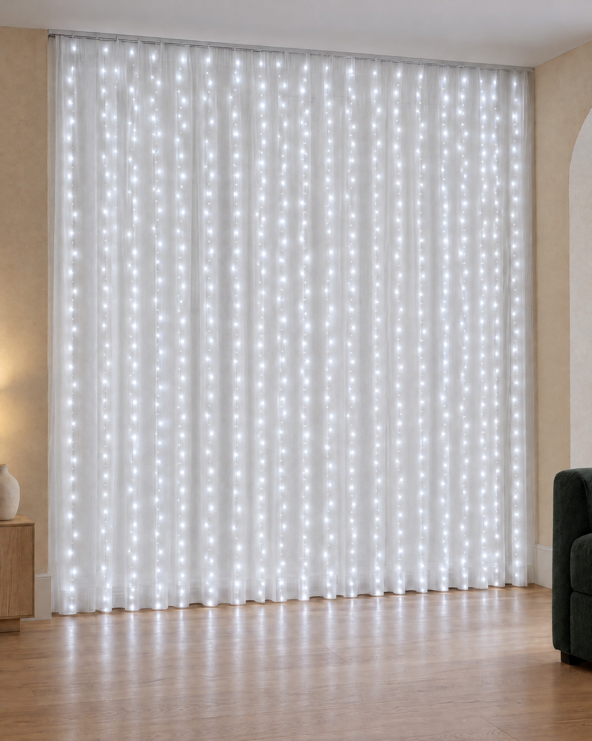 rideau lumineux led usb — Blanc froid — photographie studio