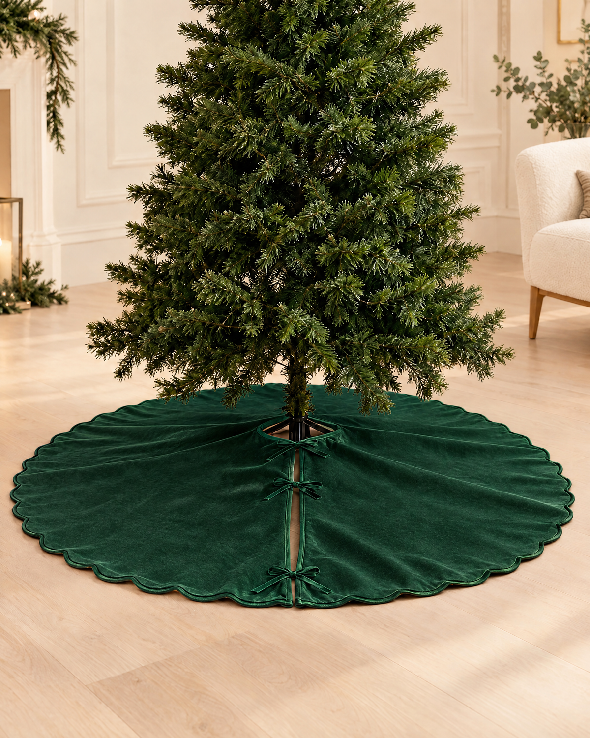 cache pied sapin velours — Vert — photographie studio