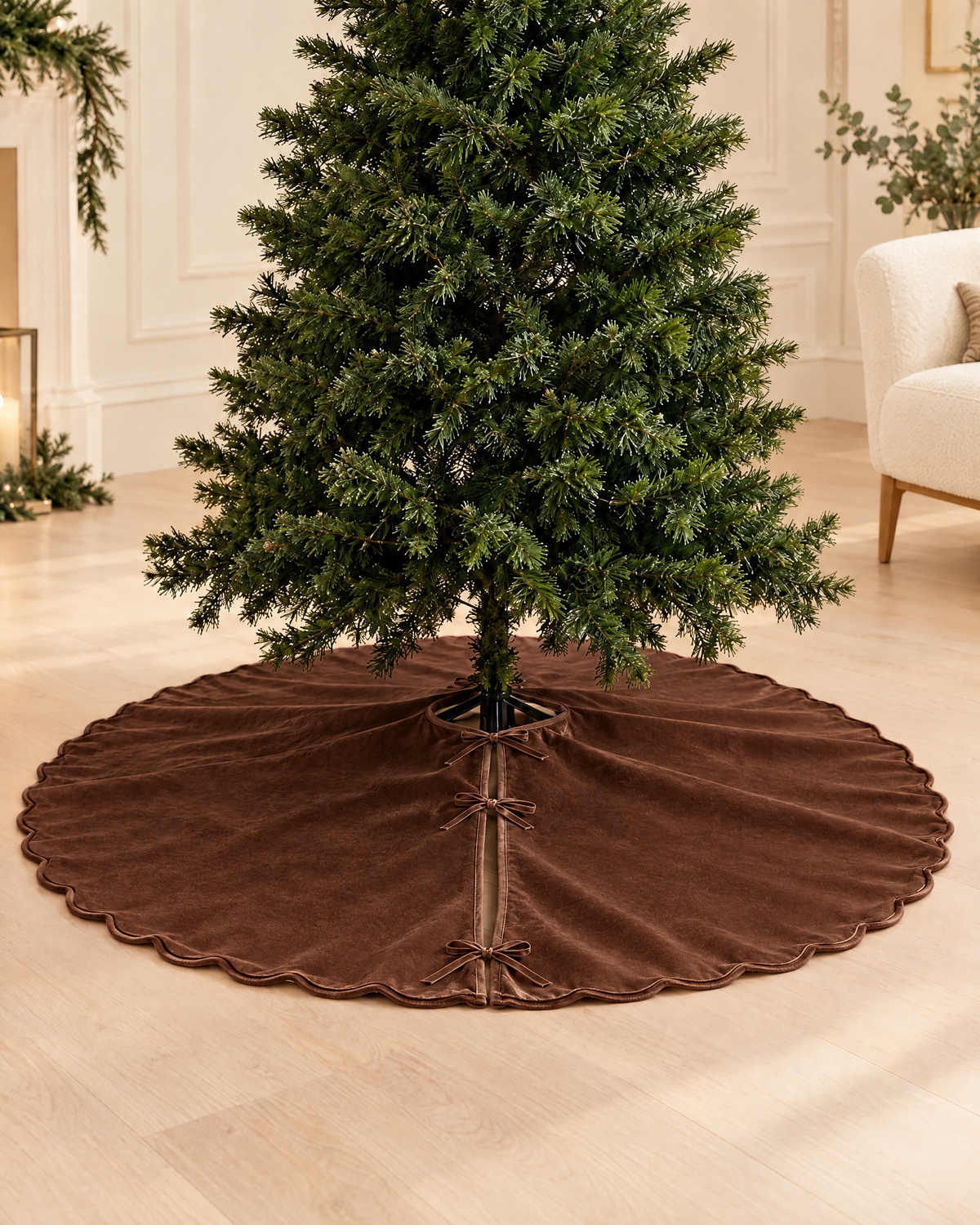 cache pied sapin velours — Marron — photographie studio