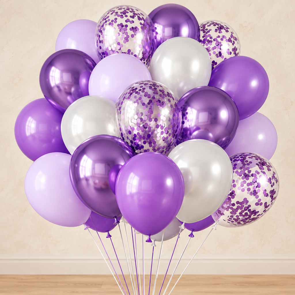 Ballons Métallisés — Violet, lilas et argent