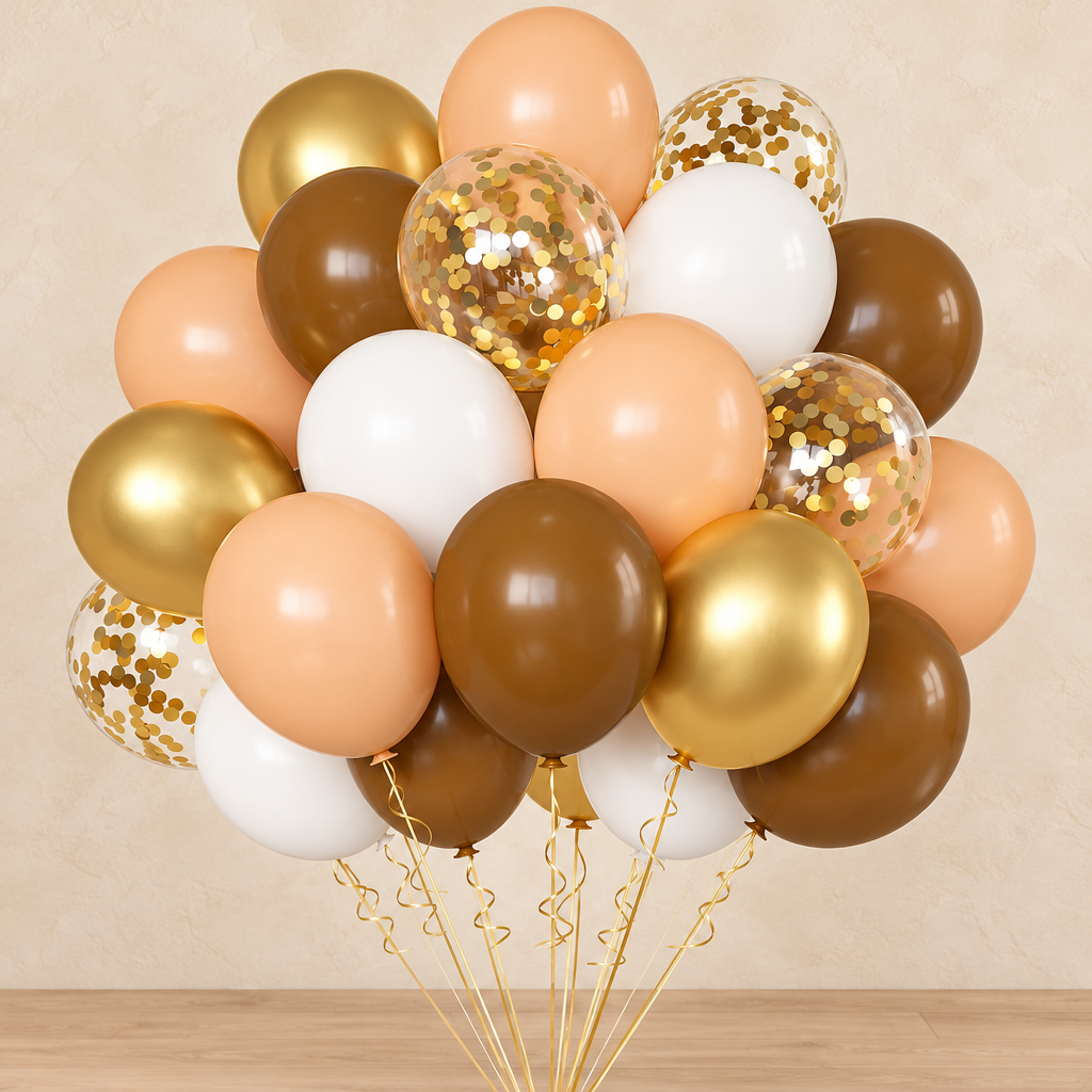 Ballons Métallisés — Champagne, nude et or