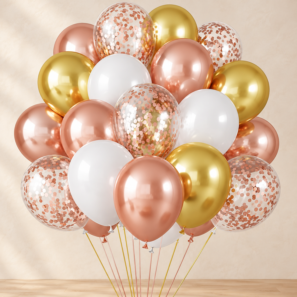 Ballons Métallisés — Or rose et blanc