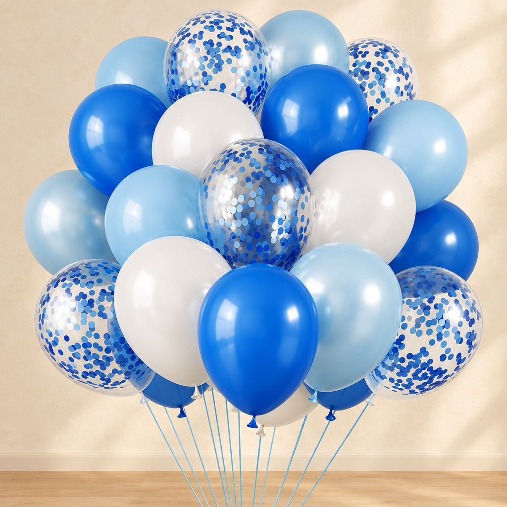 Ballons Métallisés — Bleu et blanc