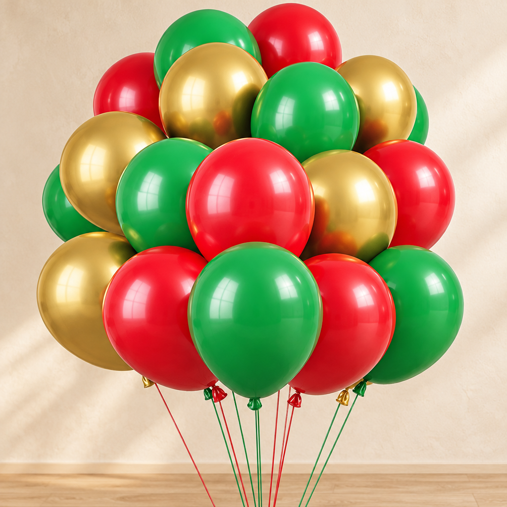 Ballons Métallisés — Rouge, vert et or