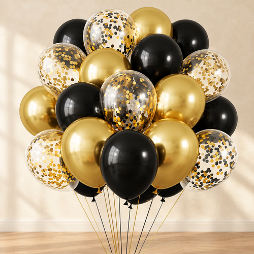 Ballons Métallisés — Noir et or