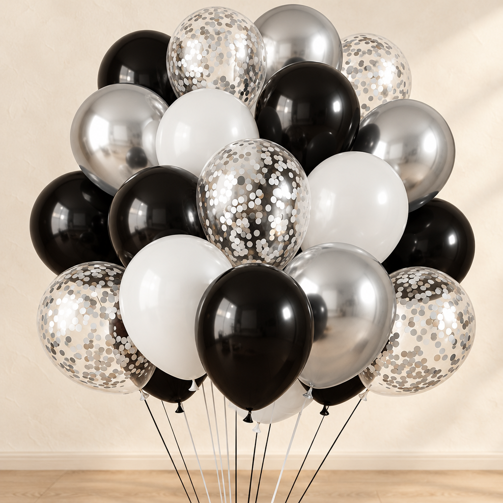 Ballons Métallisés — Noir et argent