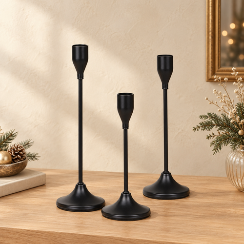 Bougeoirs Élancés — Noir — 3 pièces