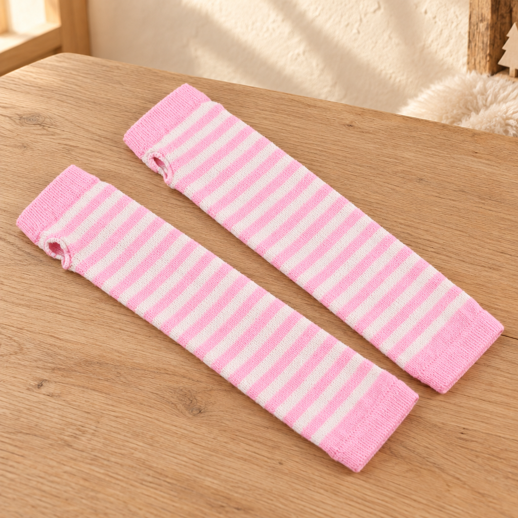 Mitaines Longues — Rose et blanc